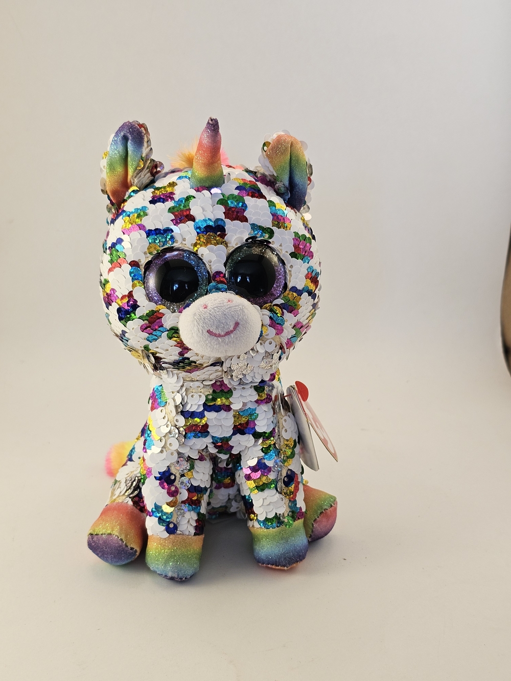 Ty Flippables Cosmo Sequin Unicorn Plush 6" Stuffed Animal Beanie Boos Checkered